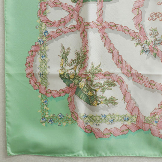 HERMES scarf silk Green Spring celebration LE SACRE du PRINTEMPS Carre90 Women Used Authentic