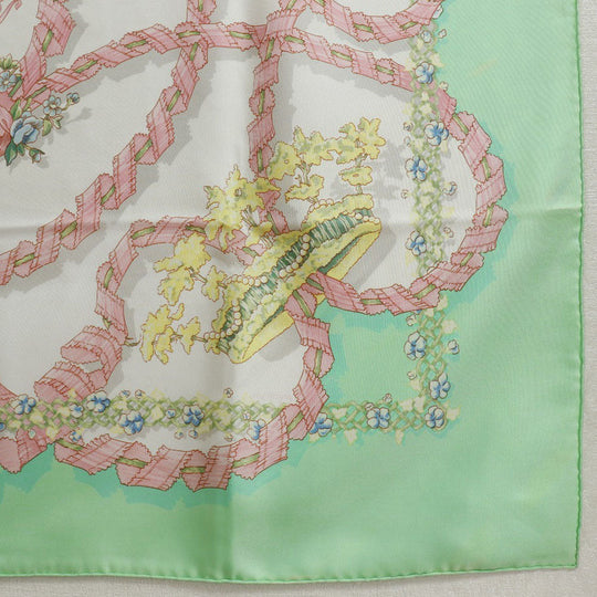 HERMES scarf silk Green Spring celebration LE SACRE du PRINTEMPS Carre90 Women Used Authentic