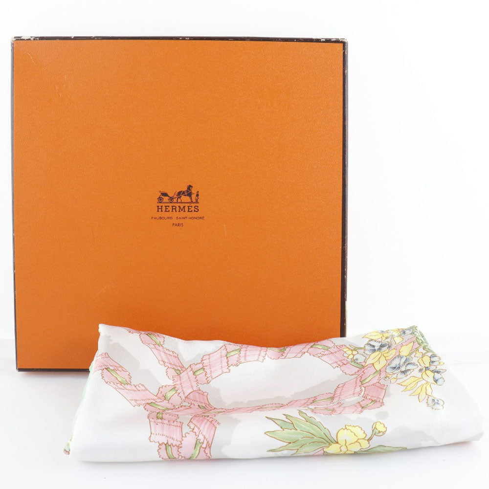 HERMES scarf silk Green Spring celebration LE SACRE du PRINTEMPS Carre90 Women Used Authentic