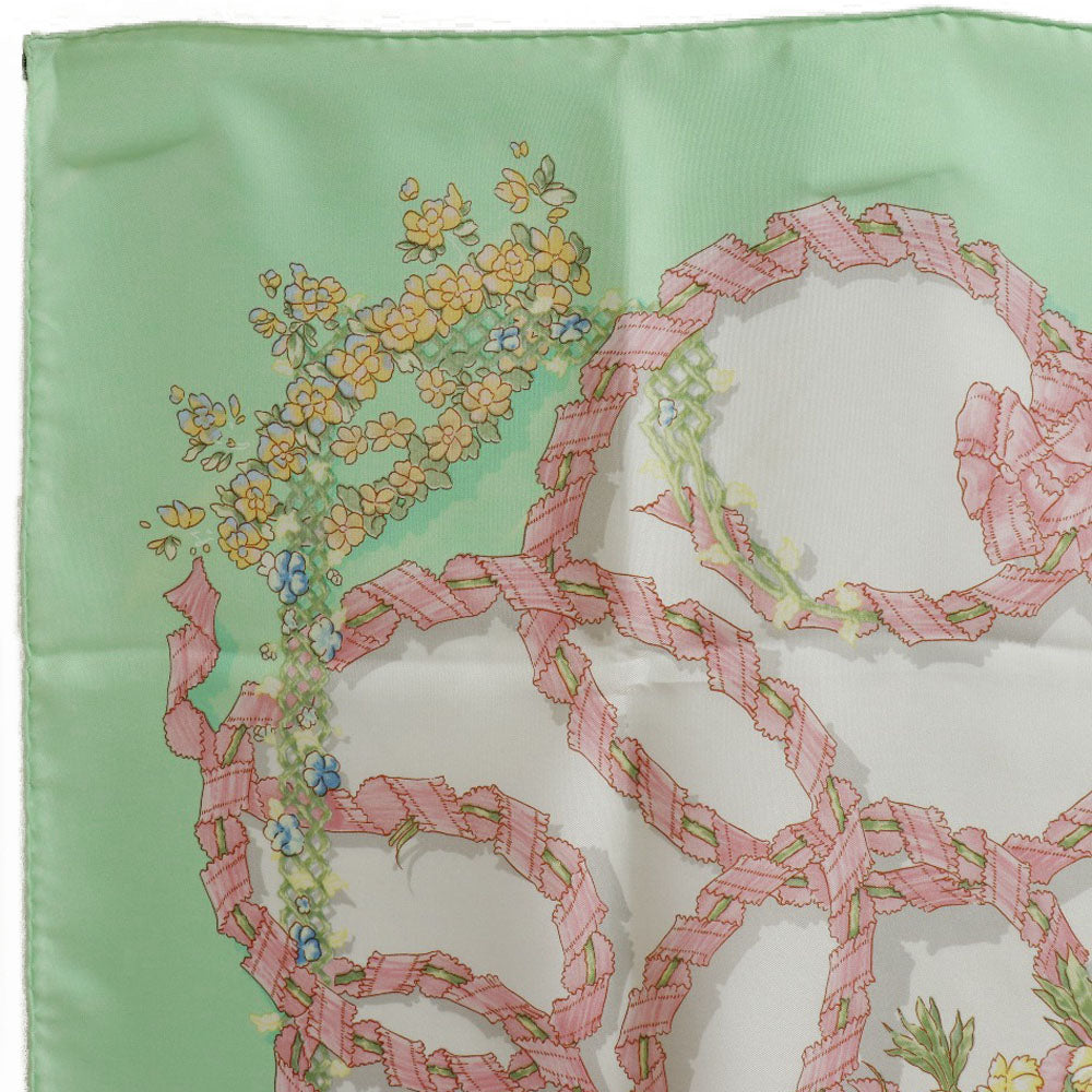 HERMES scarf silk Green Spring celebration LE SACRE du PRINTEMPS Carre90 Women Used Authentic