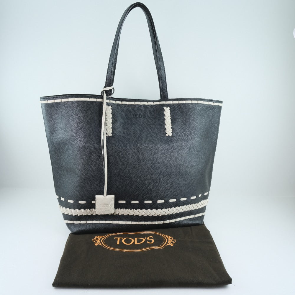 TOD�fS Tote Bag Calfskin black Women Used Authentic