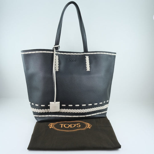 TOD�fS Tote Bag Calfskin black Women Used Authentic