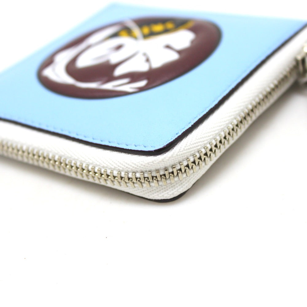 Dior Coin case leather Light blue DIORISSIMO Coin Pocket Women Used Authentic