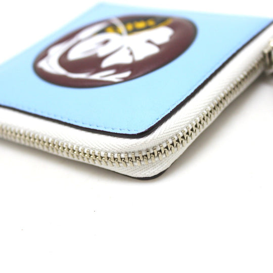 Dior Coin case leather Light blue DIORISSIMO Coin Pocket Women Used Authentic