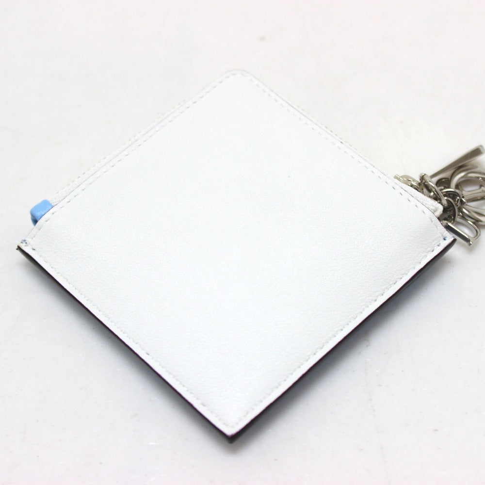 Dior Coin case leather Light blue DIORISSIMO Coin Pocket Women Used Authentic