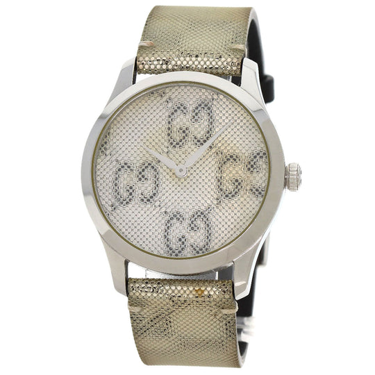 GUCCI Watches Quartz 126.4 Stainless Steel, Leather Silver G timeless hologram hologram dial mens Used Authentic