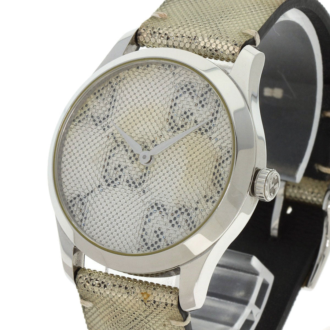 GUCCI Watches Quartz 126.4 Stainless Steel, Leather Silver G timeless hologram hologram dial mens Used Authentic