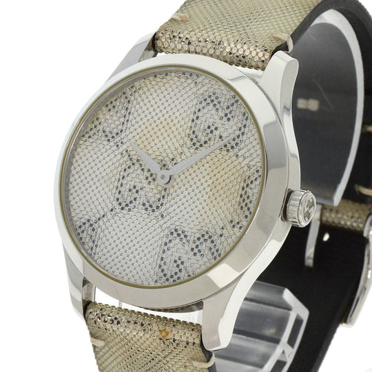 GUCCI Watches Quartz 126.4 Stainless Steel, Leather Silver G timeless hologram hologram dial mens Used Authentic