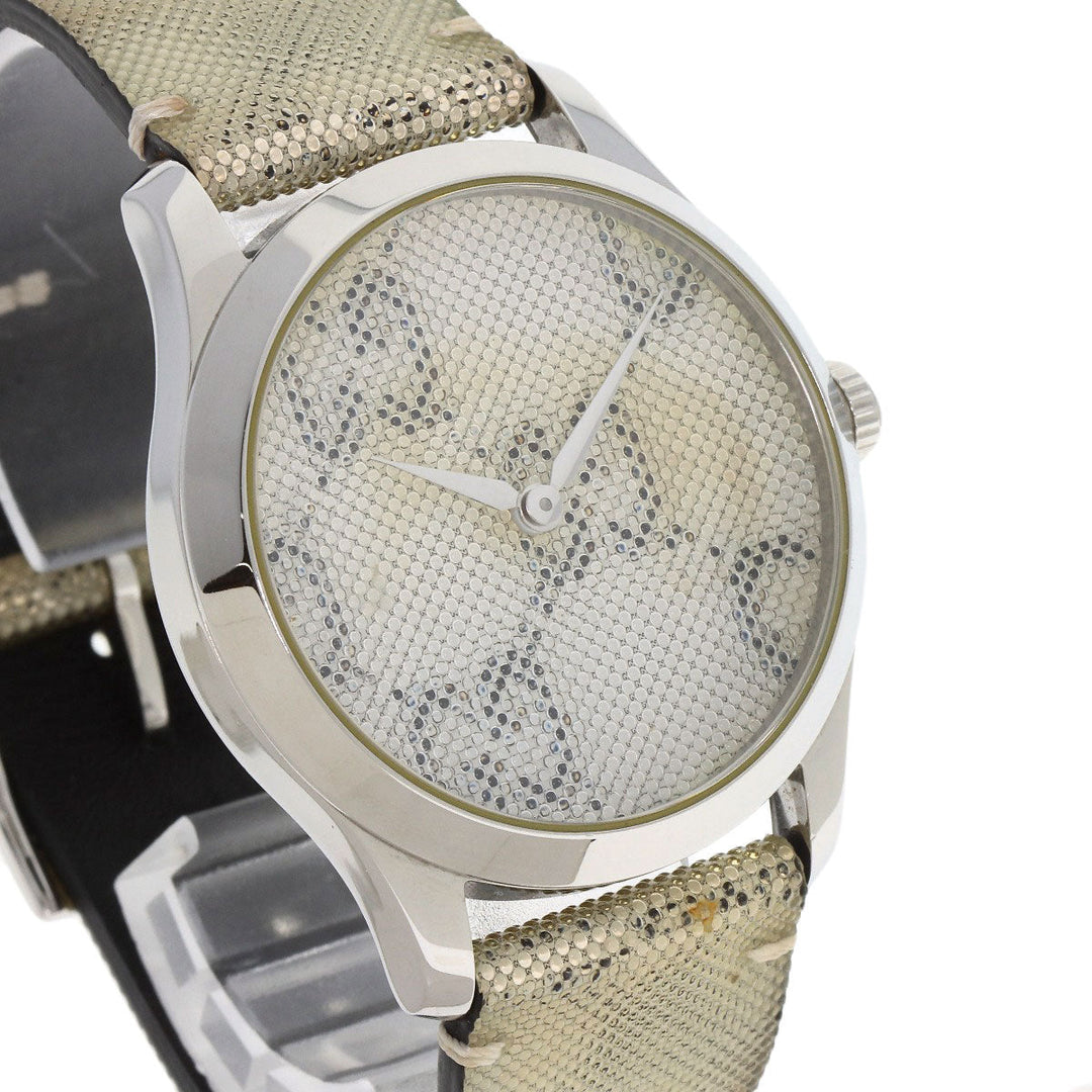 GUCCI Watches Quartz 126.4 Stainless Steel, Leather Silver G timeless hologram hologram dial mens Used Authentic