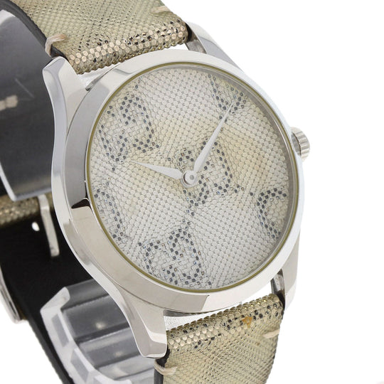GUCCI Watches Quartz 126.4 Stainless Steel, Leather Silver G timeless hologram hologram dial mens Used Authentic