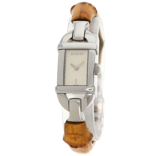 GUCCI Watches Quartz 6800L Stainless Steel, Bamboo Silver Bamboo Ivory dial Women Used Authentic