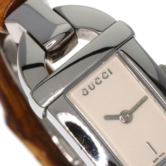 GUCCI Watches Quartz 6800L Stainless Steel, Bamboo Silver Bamboo Ivory dial Women Used Authentic