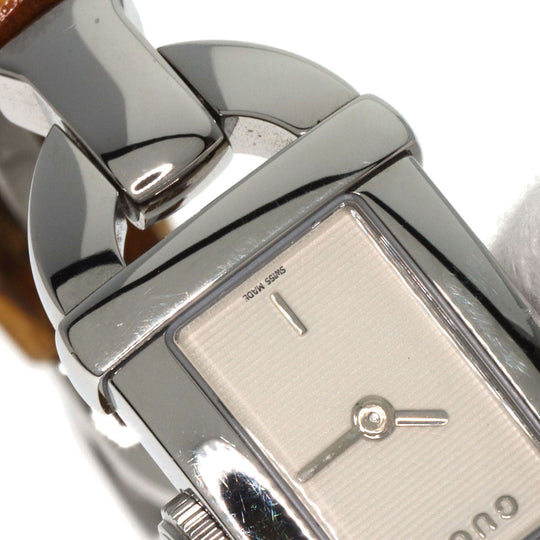 GUCCI Watches Quartz 6800L Stainless Steel, Bamboo Silver Bamboo Ivory dial Women Used Authentic