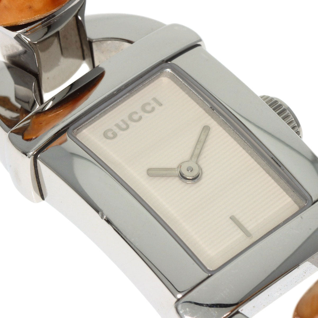GUCCI Watches Quartz 6800L Stainless Steel, Bamboo Silver Bamboo Ivory dial Women Used Authentic