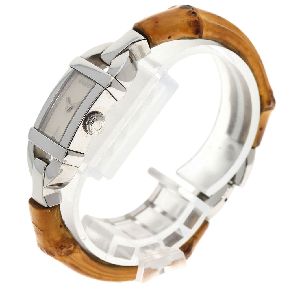 GUCCI Watches Quartz 6800L Stainless Steel, Bamboo Silver Bamboo Ivory dial Women Used Authentic