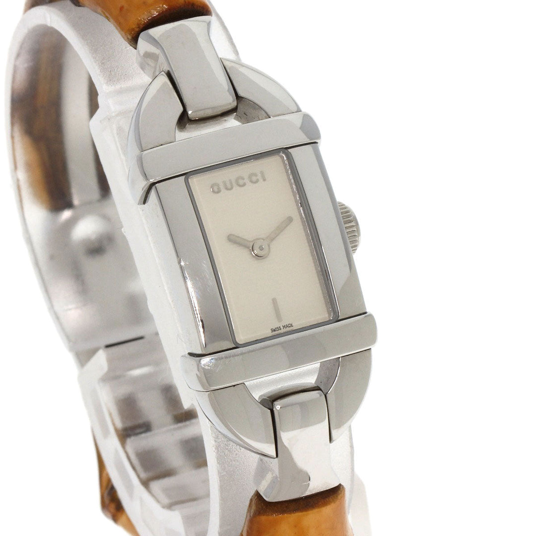 GUCCI Watches Quartz 6800L Stainless Steel, Bamboo Silver Bamboo Ivory dial Women Used Authentic