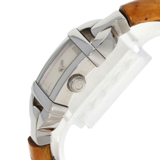 GUCCI Watches Quartz 6800L Stainless Steel, Bamboo Silver Bamboo Ivory dial Women Used Authentic