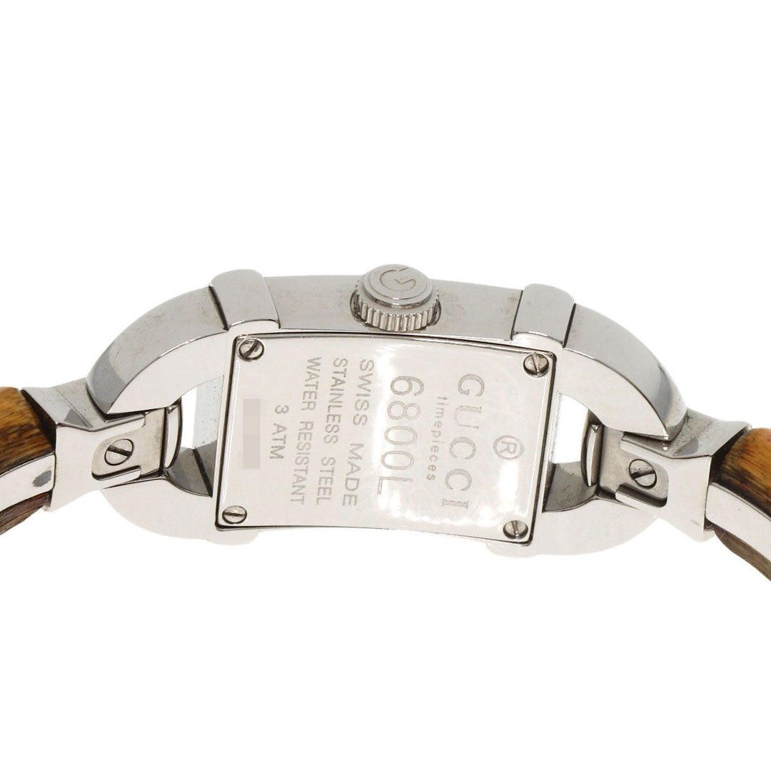 GUCCI Watches Quartz 6800L Stainless Steel, Bamboo Silver Bamboo Ivory dial Women Used Authentic