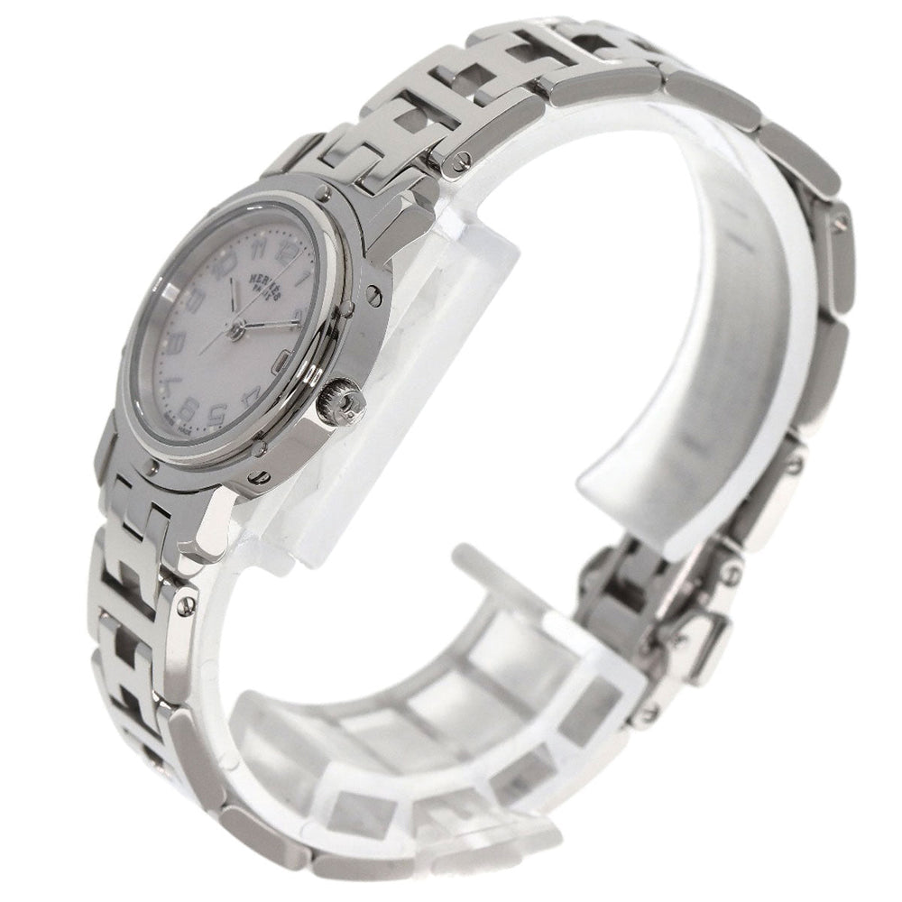 HERMES Watches Quartz CL4.210 Stainless Steel , Stainless Steel Silver Clipper Nacre shell dial Women Used Authentic