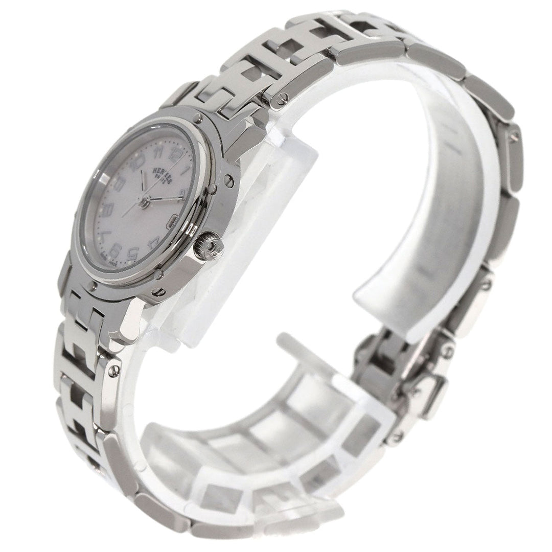 HERMES Watches Quartz CL4.210 Stainless Steel , Stainless Steel Silver Clipper Nacre shell dial Women Used Authentic