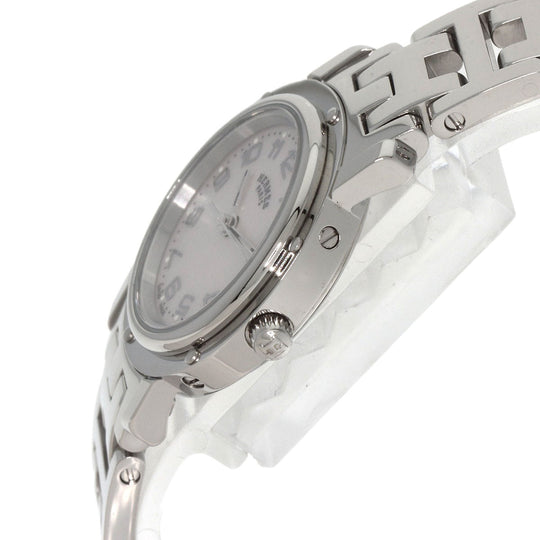 HERMES Watches Quartz CL4.210 Stainless Steel , Stainless Steel Silver Clipper Nacre shell dial Women Used Authentic