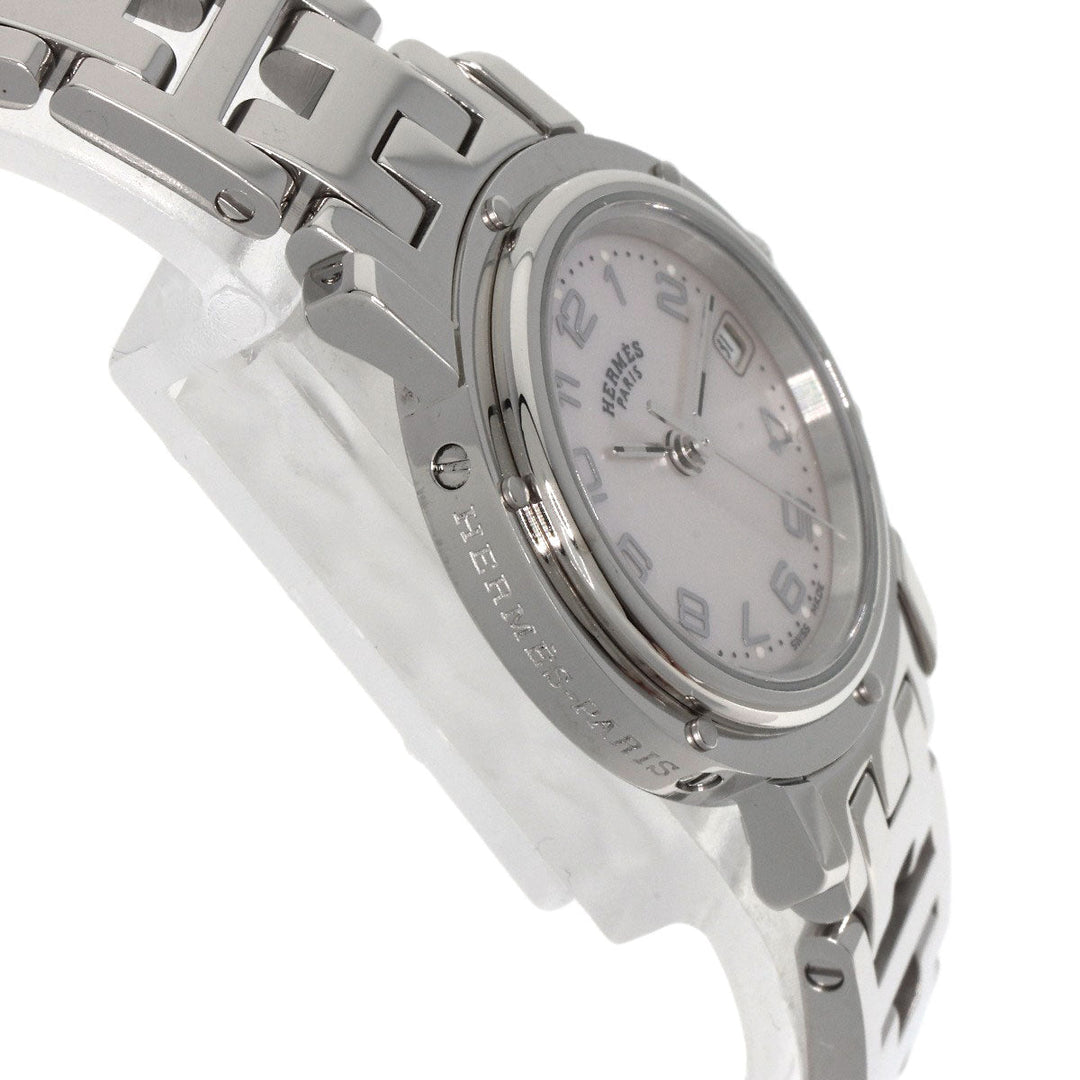 HERMES Watches Quartz CL4.210 Stainless Steel , Stainless Steel Silver Clipper Nacre shell dial Women Used Authentic