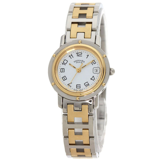 HERMES Watches Quartz CL4.220 Gold Plated gold Clipper white dial