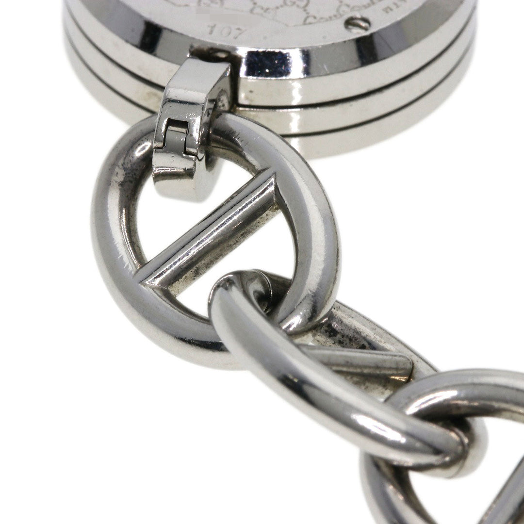 GUCCI Watches Quartz 107 Stainless Steel , Stainless Steel Silver G Charm Bracelet Pink shell dial Women Used Authentic