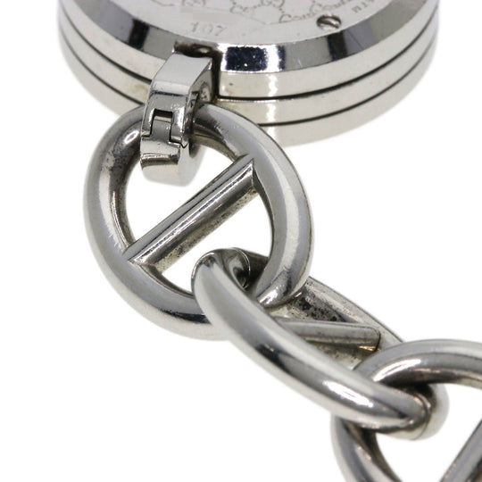 GUCCI Watches Quartz 107 Stainless Steel , Stainless Steel Silver G Charm Bracelet Pink shell dial Women Used Authentic
