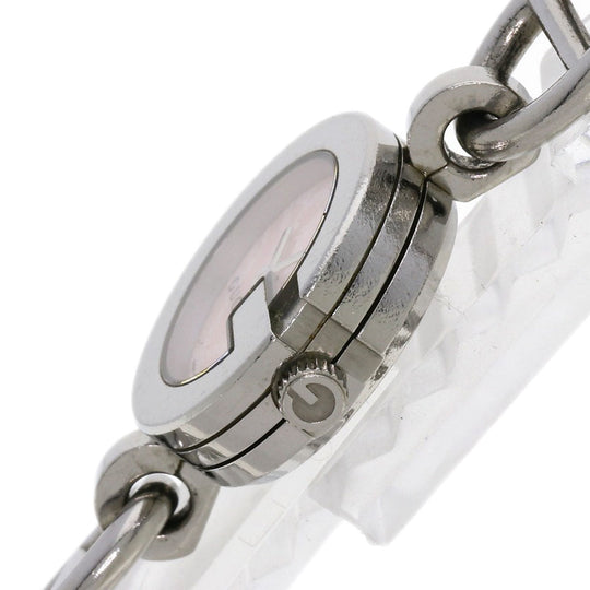 GUCCI Watches Quartz 107 Stainless Steel , Stainless Steel Silver G Charm Bracelet Pink shell dial Women Used Authentic