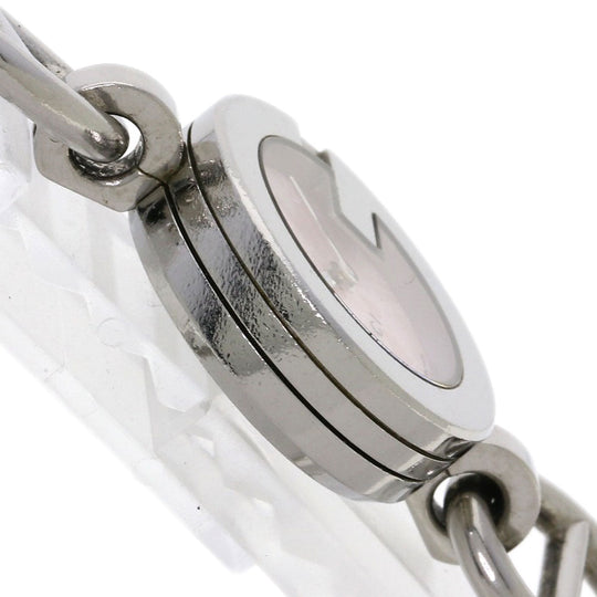 GUCCI Watches Quartz 107 Stainless Steel , Stainless Steel Silver G Charm Bracelet Pink shell dial Women Used Authentic