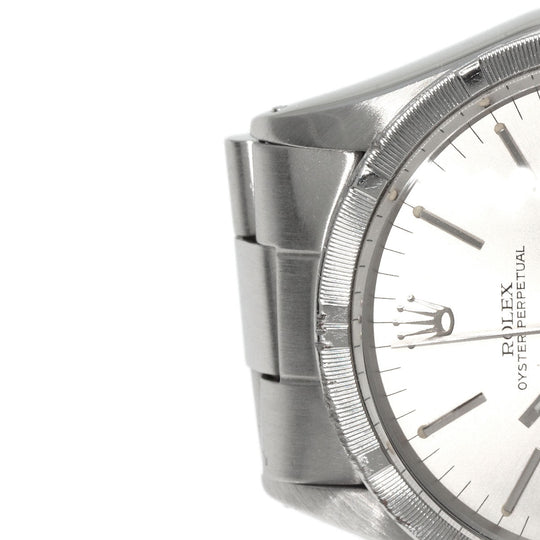 ROLEX Watches Mechanical Automatic 1007 Stainless Steel , Stainless Steel Silver Oyster Perpetual 1973 engine turned bezel Silver dial mens Used Authentic