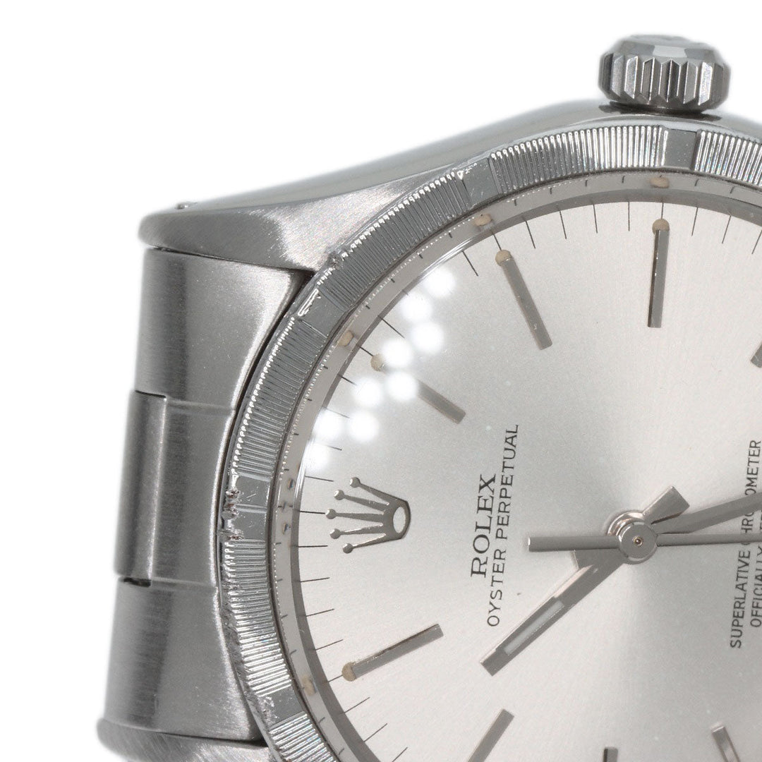 ROLEX Watches Mechanical Automatic 1007 Stainless Steel , Stainless Steel Silver Oyster Perpetual 1973 engine turned bezel Silver dial mens Used Authentic