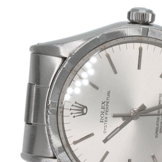 ROLEX Watches Mechanical Automatic 1007 Stainless Steel , Stainless Steel Silver Oyster Perpetual 1973 engine turned bezel Silver dial mens Used Authentic