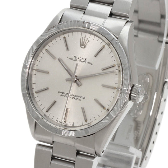 ROLEX Watches Mechanical Automatic 1007 Stainless Steel , Stainless Steel Silver Oyster Perpetual 1973 engine turned bezel Silver dial mens Used Authentic