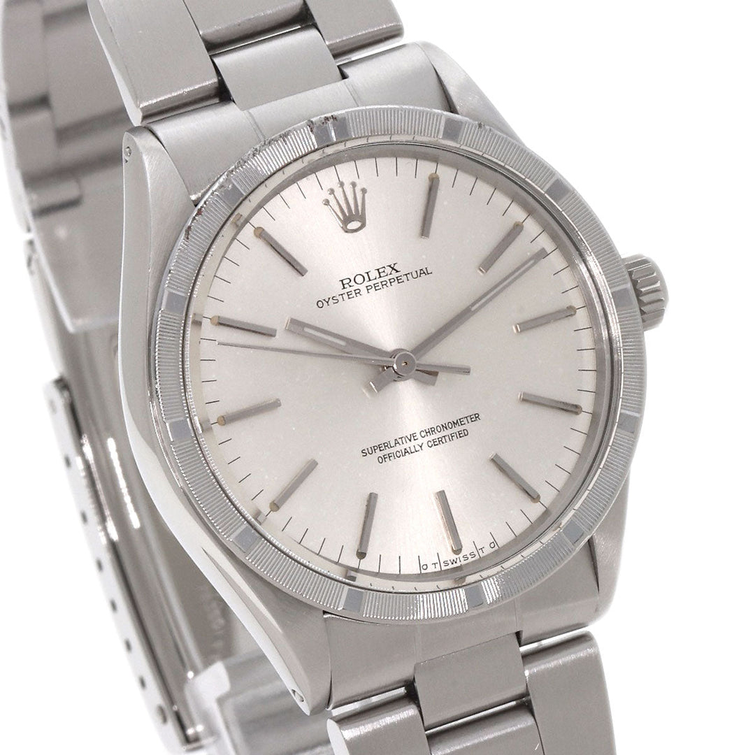 ROLEX Watches Mechanical Automatic 1007 Stainless Steel , Stainless Steel Silver Oyster Perpetual 1973 engine turned bezel Silver dial mens Used Authentic