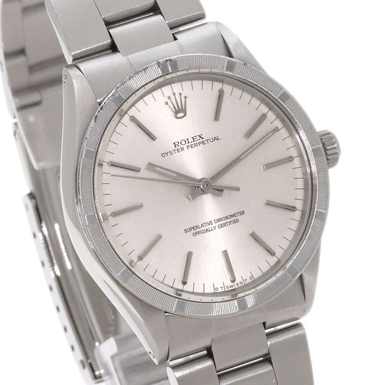 ROLEX Watches Mechanical Automatic 1007 Stainless Steel , Stainless Steel Silver Oyster Perpetual 1973 engine turned bezel Silver dial mens Used Authentic
