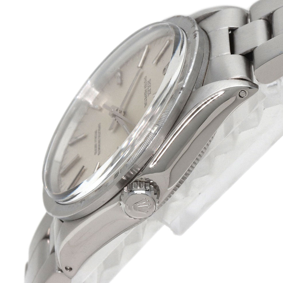 ROLEX Watches Mechanical Automatic 1007 Stainless Steel , Stainless Steel Silver Oyster Perpetual 1973 engine turned bezel Silver dial mens Used Authentic