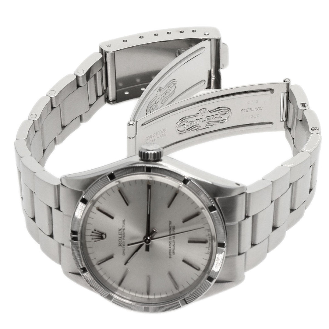 ROLEX Watches Mechanical Automatic 1007 Stainless Steel , Stainless Steel Silver Oyster Perpetual 1973 engine turned bezel Silver dial mens Used Authentic
