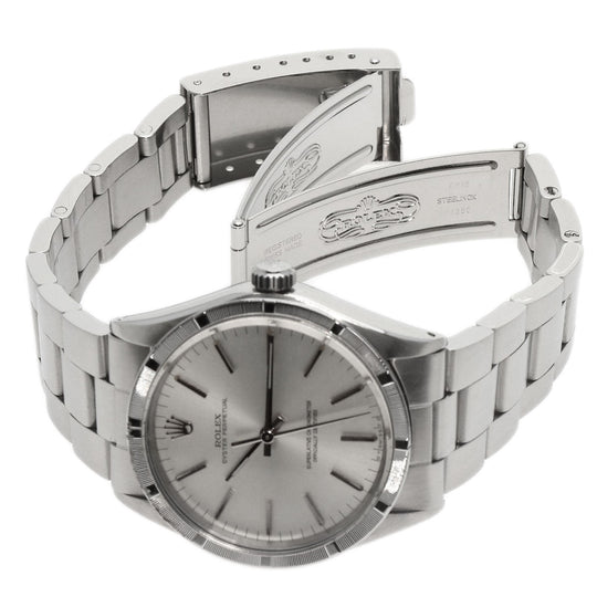 ROLEX Watches Mechanical Automatic 1007 Stainless Steel , Stainless Steel Silver Oyster Perpetual 1973 engine turned bezel Silver dial mens Used Authentic