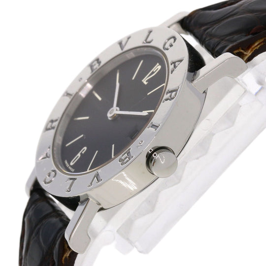 BVLGARI Watches Quartz BB26SLD Stainless Steel, Leather Silver Bulgari Bulgari black dial Women Used Authentic