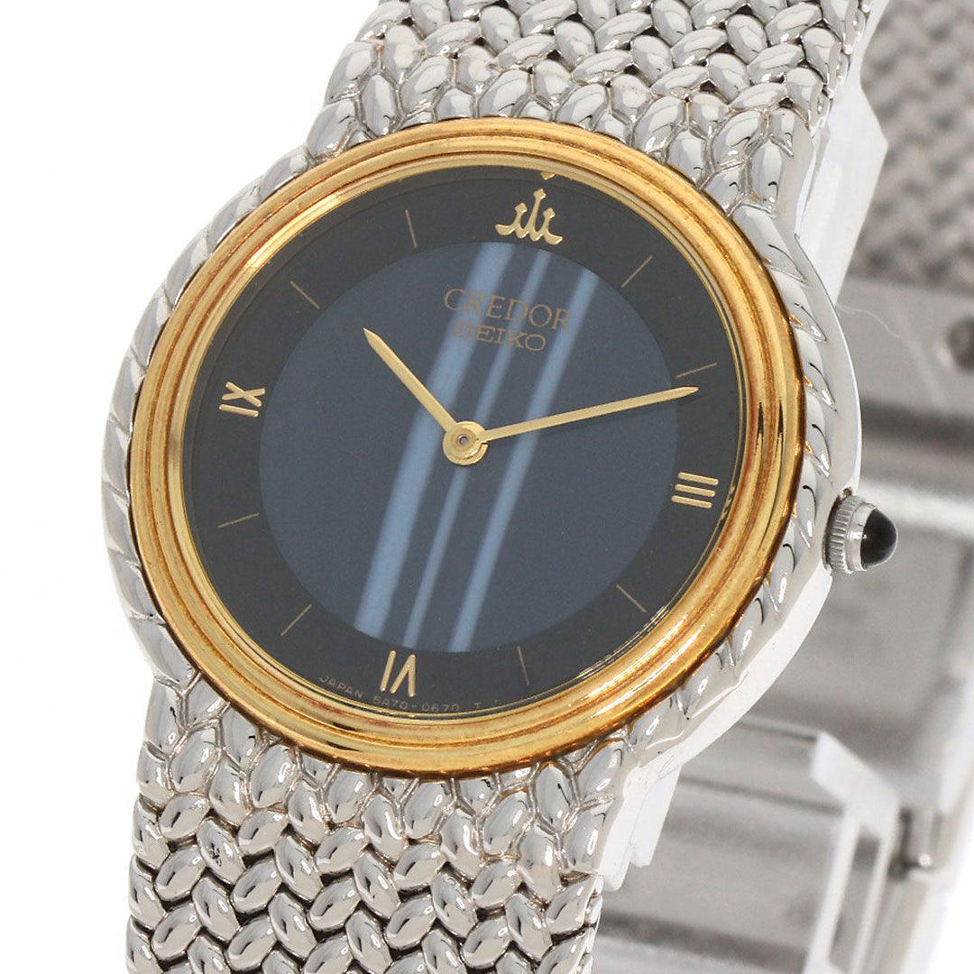 SEIKO Watches Quartz 5A70-0260 Stainless Steel Silver CREDOR Blue Agate blue dial