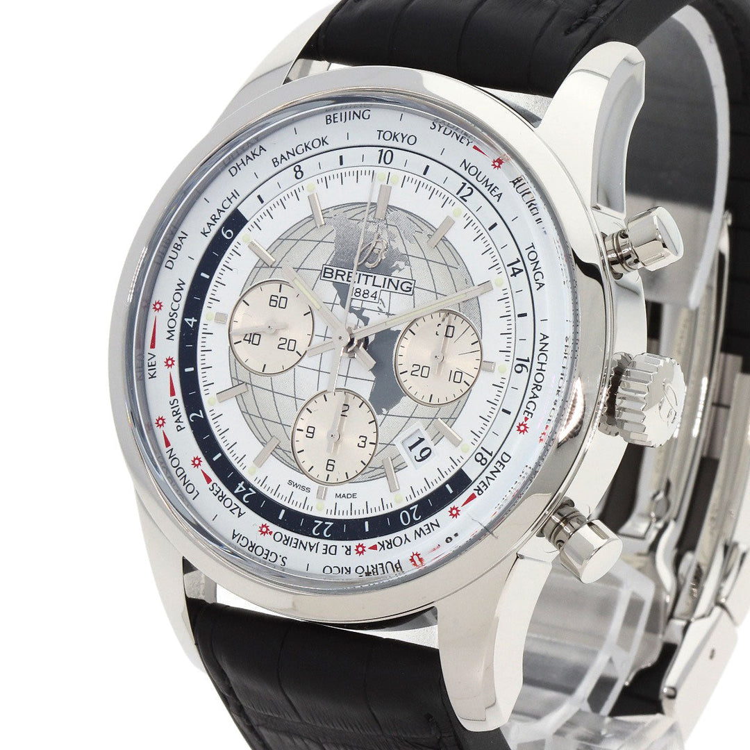 BREITLING Watches Mechanical Automatic AB0510U0/A790 Stainless Steel Silver Transocean Chronograph Unitime white dial