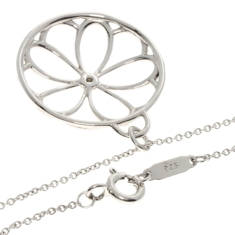 TIFFANY&Co. Necklace SV Silver Flower Circle 1P Diamond Women Used Authentic