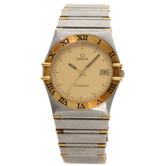 OMEGA Watches Quartz Stainless Steel , SSxK18YG Silver Constellation flat bezel gold dial mens Used Authentic