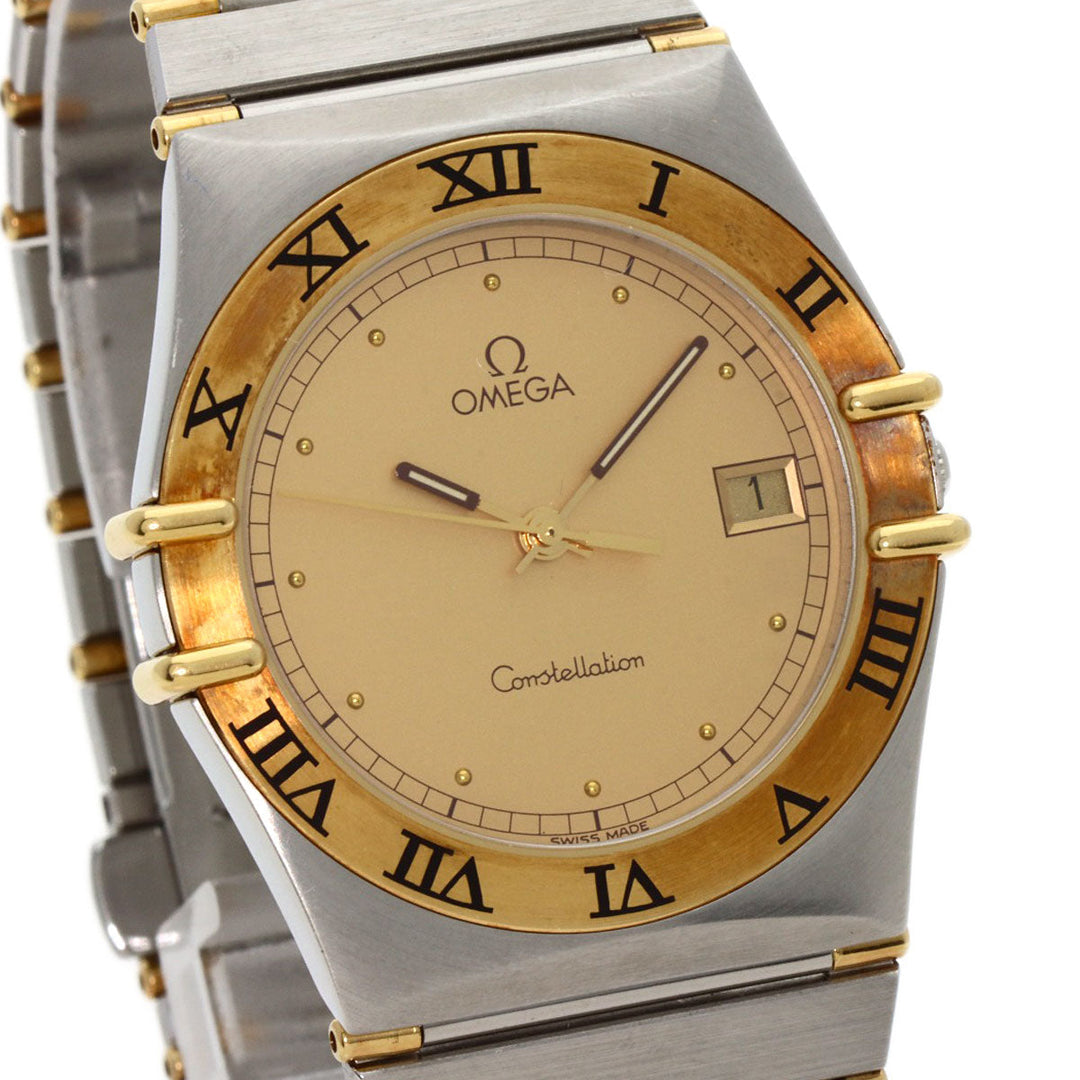 OMEGA Watches Quartz Stainless Steel , SSxK18YG Silver Constellation flat bezel gold dial mens Used Authentic