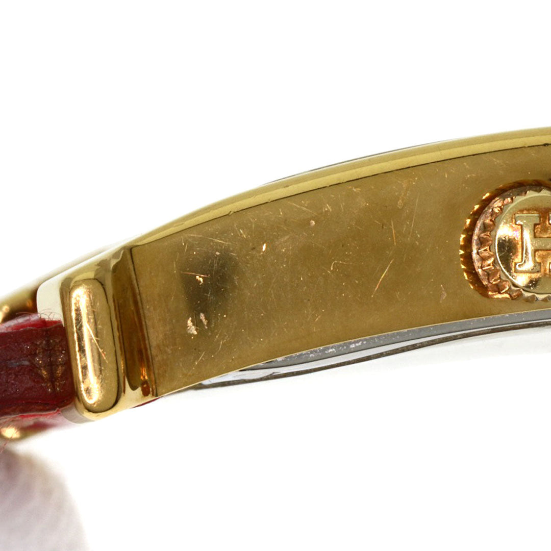 HERMES Watches Quartz HH1.201 Gold Plated, Leather gold H watch Silver dial Women Used Authentic