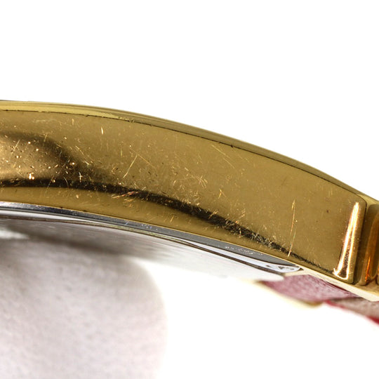 HERMES Watches Quartz HH1.201 Gold Plated, Leather gold H watch Silver dial Women Used Authentic