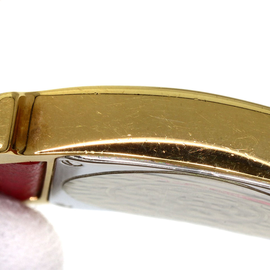 HERMES Watches Quartz HH1.201 Gold Plated, Leather gold H watch Silver dial Women Used Authentic