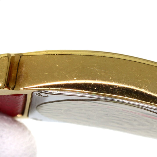 HERMES Watches Quartz HH1.201 Gold Plated, Leather gold H watch Silver dial Women Used Authentic
